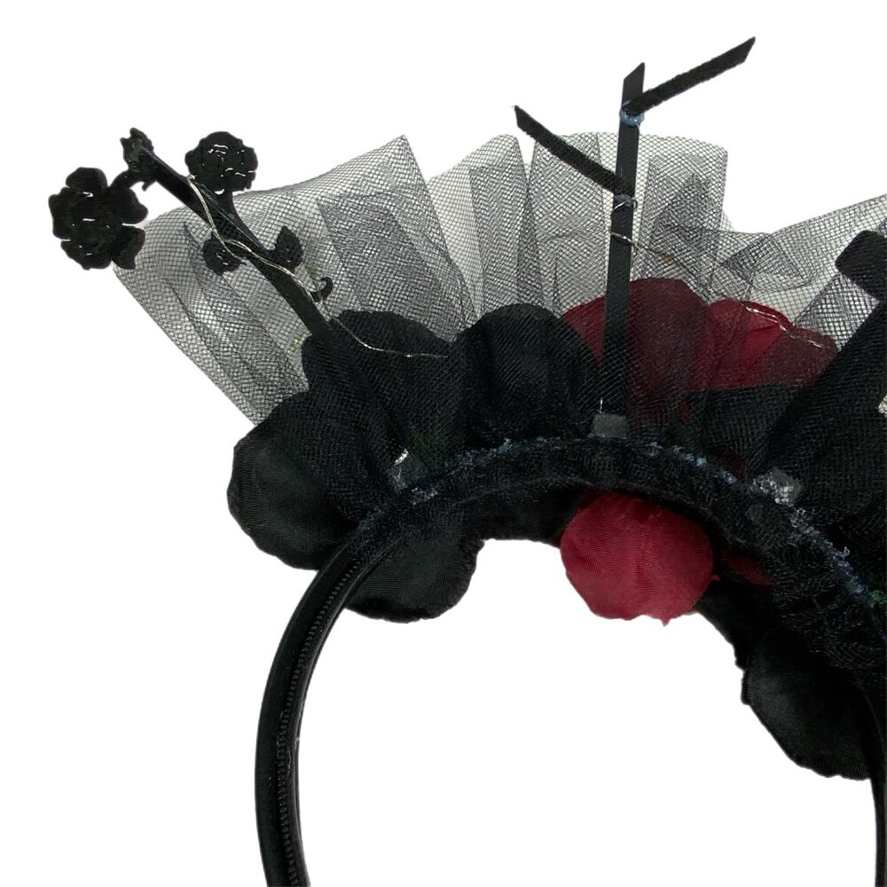 Goth Halloween LED Light Up Headband Bat Cross Roses Graveyard Costume Party - Picture 13 of 17